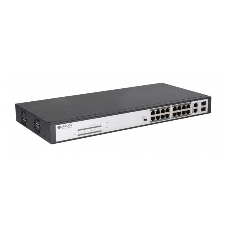BDCOM 16-port POE Fast Ethernet Switch with 2x Gigabit Combo ports PS1218-16P