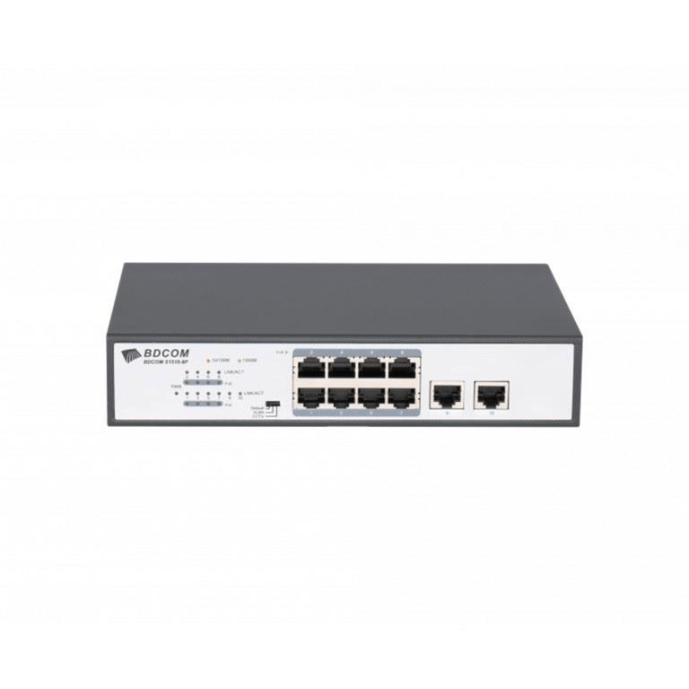 BDCOM 8-port Gigabit PoE Unmanaged Switch with 2-port GE Base-T PS1510-8P