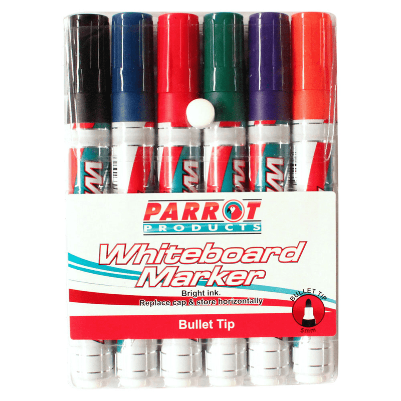 Parrot Whiteboard Markers Markers Bullet Tip 6-pack PW0601A