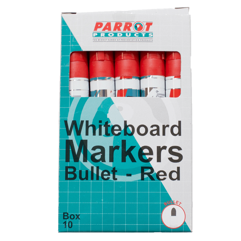 Parrot Whiteboard Markers Bullet Tip Red 10-pack PW1001R