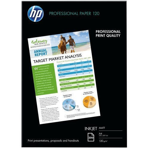 HP Professional Inkjet Matte Paper - 120gsm 200 Sheets A4  Q6593A