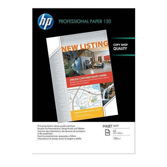 HP Professional Inkjet Matte Paper - 120gsm 100 Sheets A3 Q6594A
