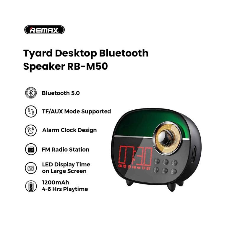 Remax RB-M50 Bluetooth Speaker with Alarm Clock Black