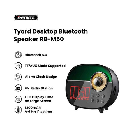 Remax RB-M50 Bluetooth Speaker with Alarm Clock Black