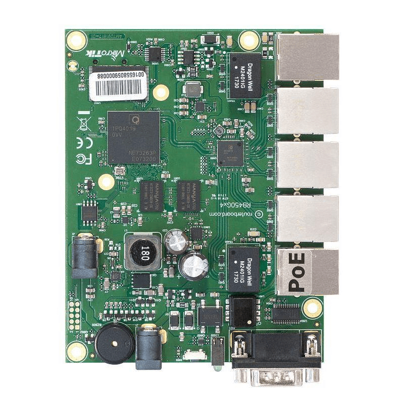 MikroTik RouterBOARD 450Gx4 with 5 GB LAN ports and 1 microSD Slots No Enclosure wired router Gigabit Ethernet Green RB450Gx4