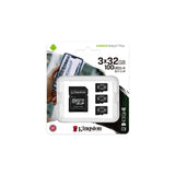Kingston Technology Canvas Select Plus 32GB micSDHC 100R A1 C10 Three Pack with Single Adapter SDCS2/32GB-3P1A