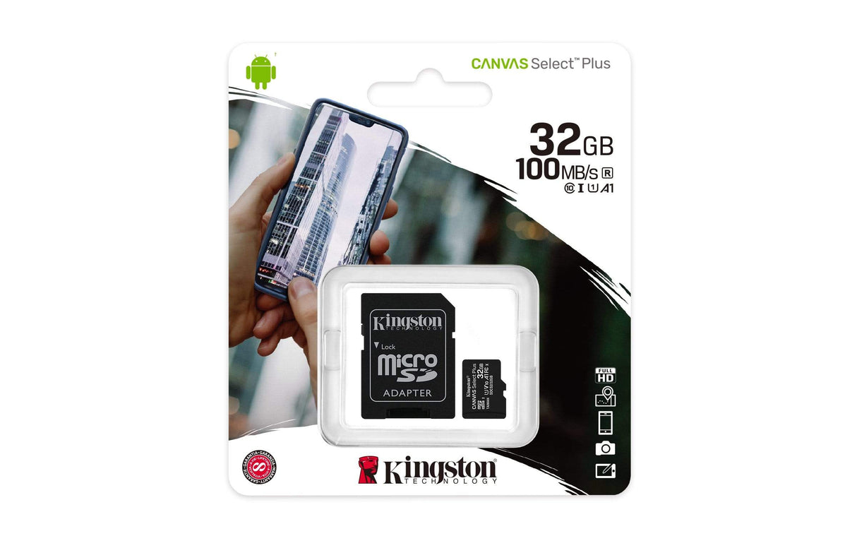 Kingston Canvas Select Plus Memory Card 32GB MicroSDHC Class 10 UHS-I SDCS2/32GB