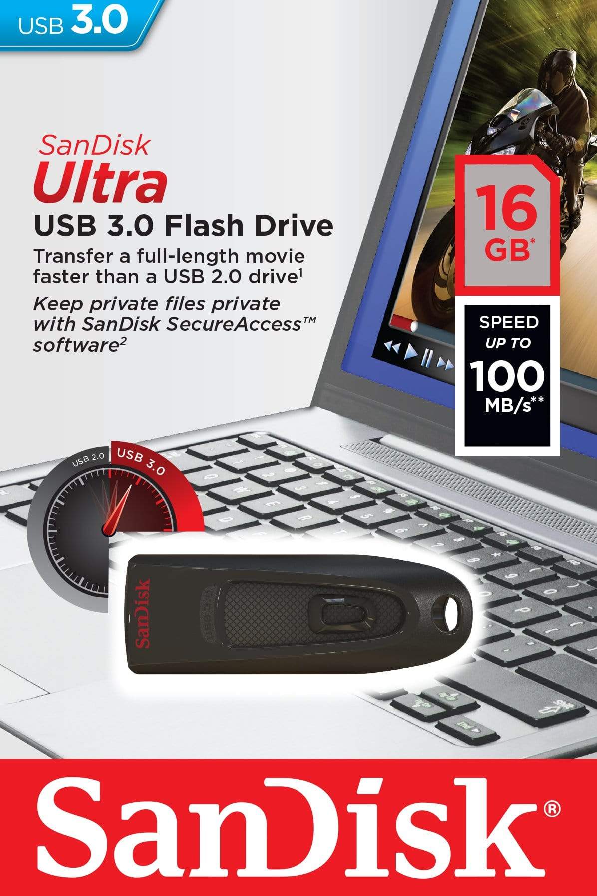 SanDisk Ultra 16GB USB 3.2 Gen 1 Type-A Black USB Flash Drive SDCZ48-016G-U46