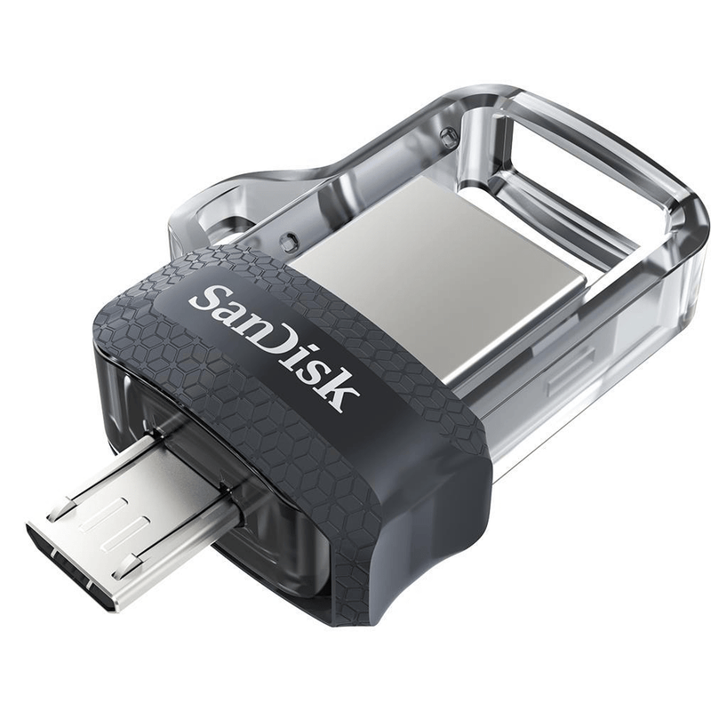 SanDisk Ultra Dual M3.0 16GB USB 3.2 Gen 1 Type-A / Black Silver and Transparent USB Flash Drive SDDD3-016G-G46
