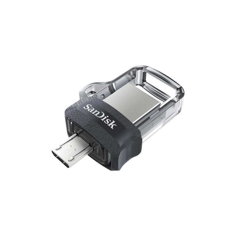 SanDisk Ultra Dual M3.0 64GB USB 3.2 Gen 1 Type-A / Black Silver and Transparent USB Flash Drive SDDD3-064G-G46