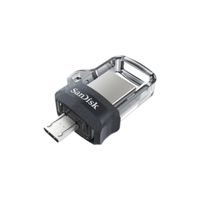 SanDisk Ultra Dual M3.0 128GB USB 3.2 Gen 1 Type-A / Black Silver and Transparent USB Flash Drive SDDD3-128G-G46