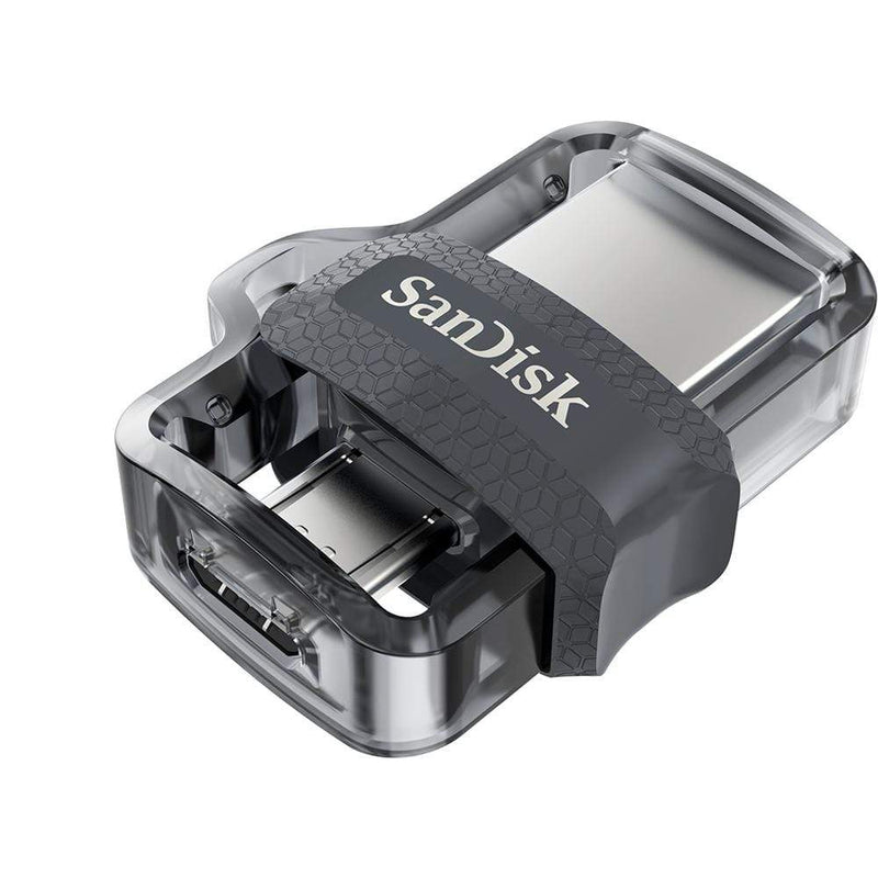 SanDisk Ultra Dual M3.0 128GB USB 3.2 Gen 1 Type-A / Black Silver and Transparent USB Flash Drive SDDD3-128G-G46