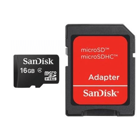 SanDisk 16GB MicroSDHC W/adapter Memory Card Class 4 SDSDQM-016G-B35A
