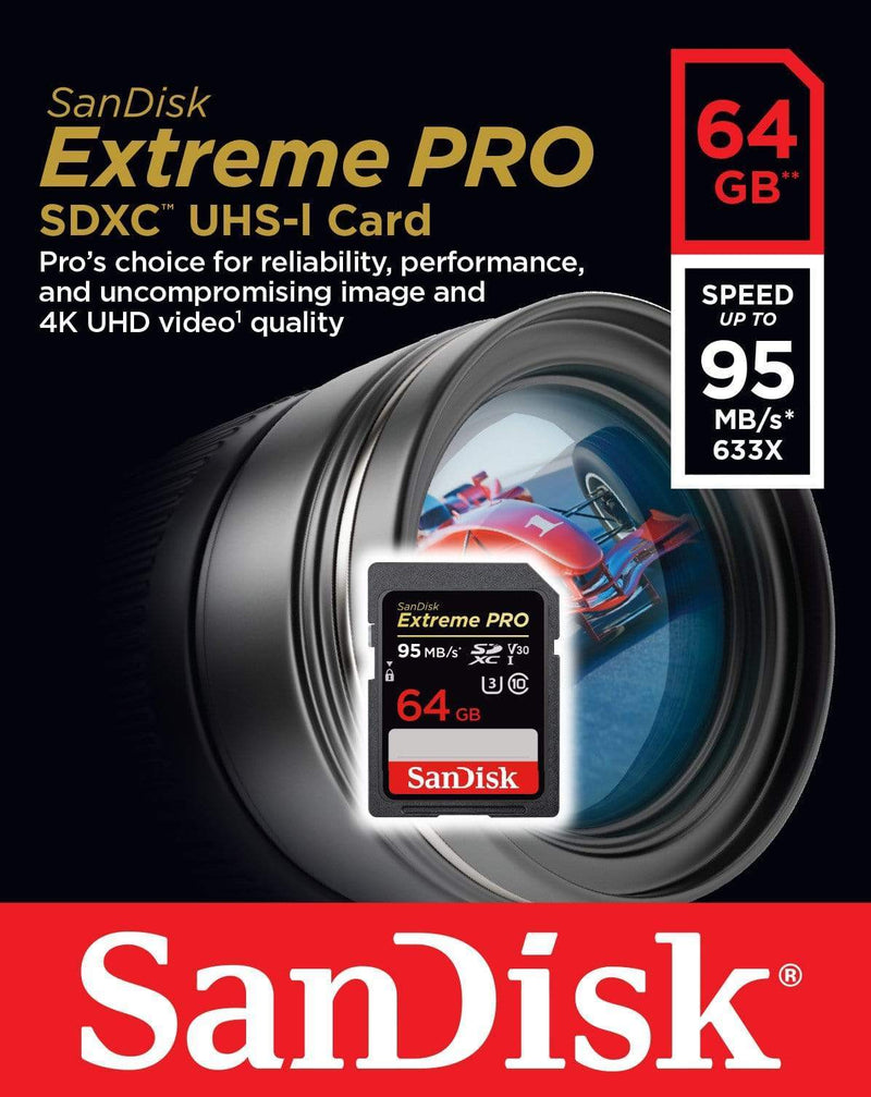 SanDisk Extreme Pro Memory Card 64GB SDXC Class 10 UHS-I SDSDXXG-064G-GN4IN