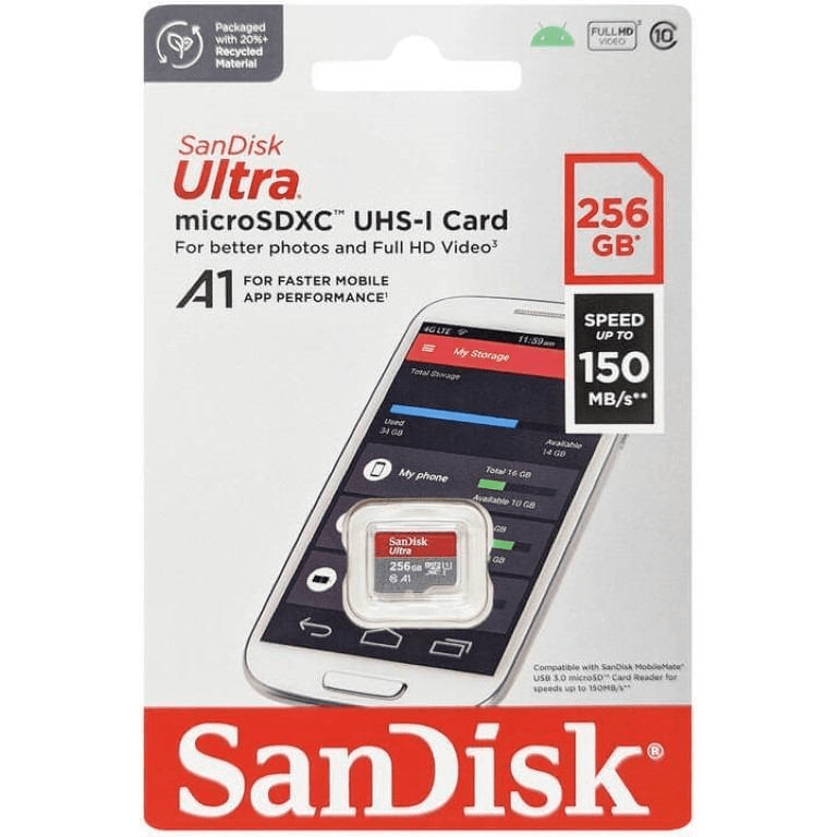 SanDisk Ultra MicroSDXC 256GB U1 C10 Memory Card SDSQUAC-256G-GN6MN