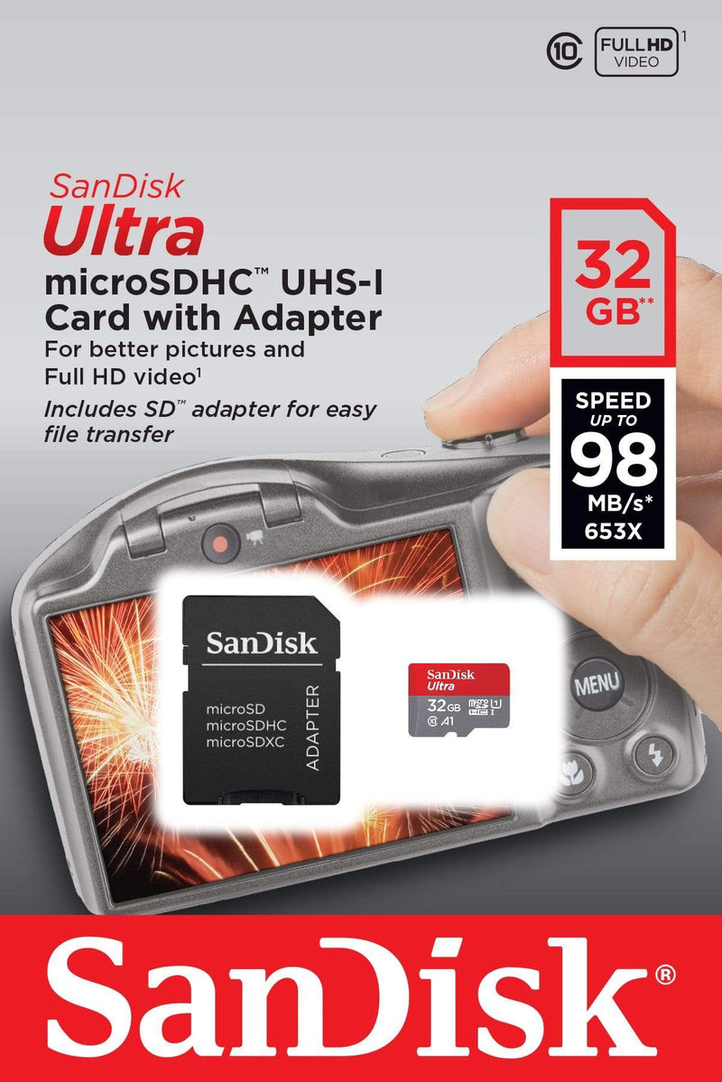 SanDisk Ultra Memory Card 32GB MicroSDHC Class 10 UHS-I SDSQUAR-032G-GN6IA