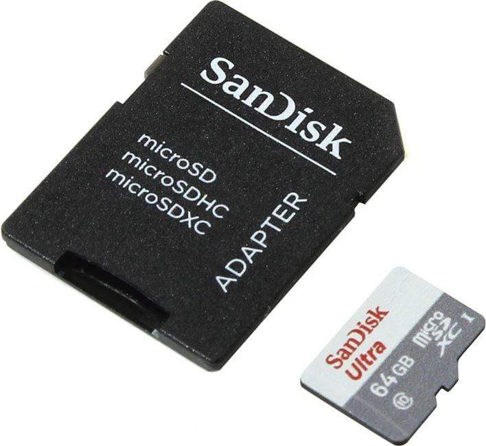SanDisk Ultra MicroSDXC 64GB UHS-I + SD Adapter Memory Card Class 10 SDSQUNS-064G-GN3MA