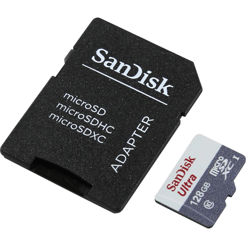 SanDisk Ultra MicroSDXC 128GB UHS-I + SD Adapter Memory Card Class 10 SDSQUNS-128G-GN6TA