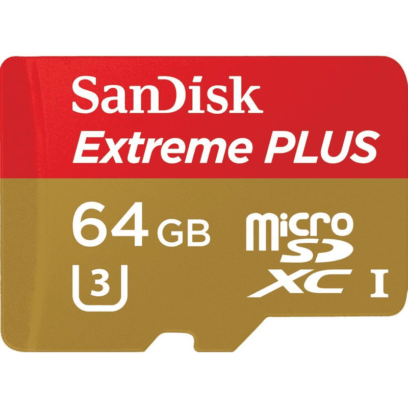 SanDisk Extreme Plus Memory Card 64GB MicroSDXC Class 10 UHS-I SDSQXBG-064G-GN6MA
