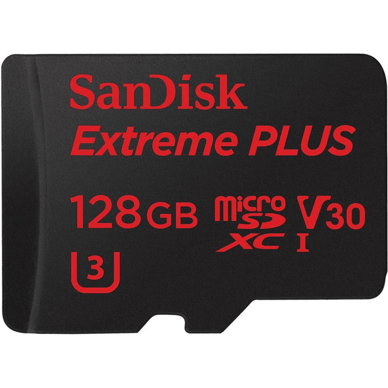 SanDisk Extreme Plus Memory Card 128GB MicroSDXC Class 10 UHS-I SDSQXBG-128G-GN6MA