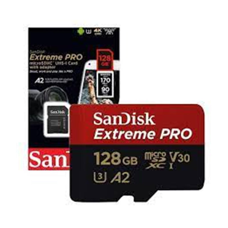 SanDisk Extreme Pro 128GB MicroSDXC Class 10 Memory Card SDSQXCY-128G-GN6MA