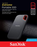 SanDisk Extreme 250GB Gray and Orange External SSD SDSSDE60-250G-G25