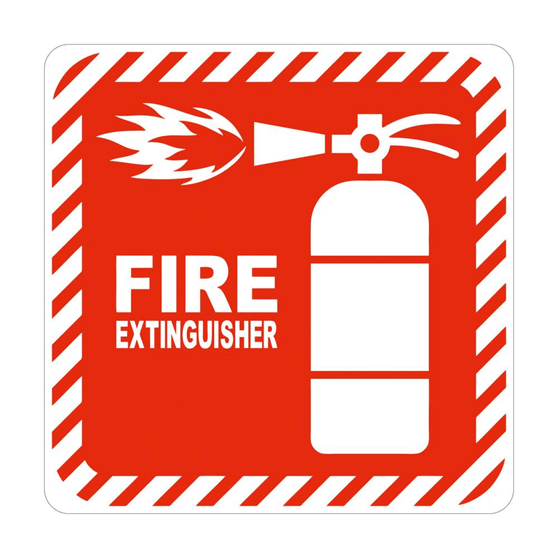 Parrot Red Fire Extinguisher Symbolic Sign on White ACP 150x150mm SN4101