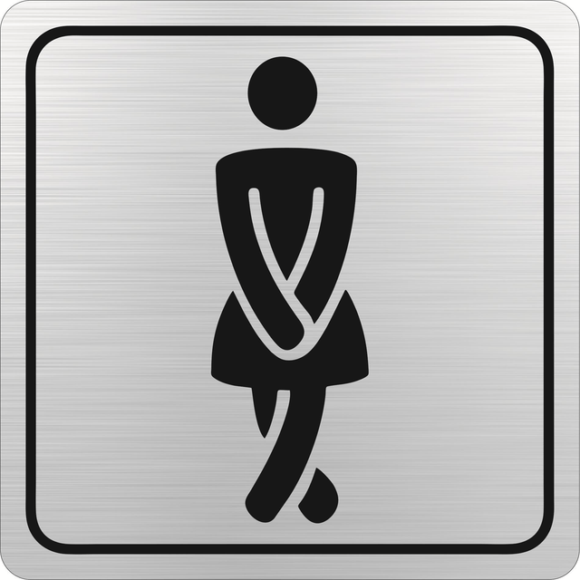 Parrot Ladies Toilet Symbolic Sign Black Printed on Brushed Aluminium ACP 150x150mm SN4106