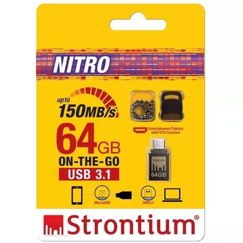 Strontium Nitro OTG 64GB USB 3.1 Black Flash Drive SR64GBBOTG2Y
