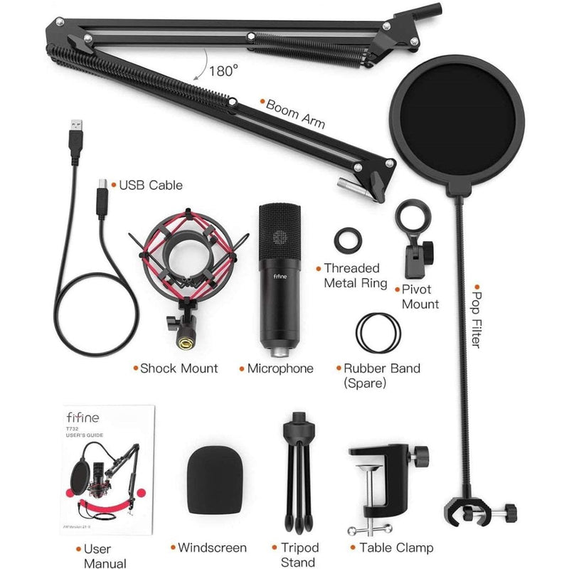 Fifine T732 Cardioid USB Condenser Microphone Kit