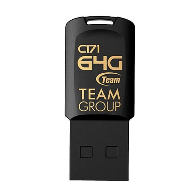 Team Group C171 64GB USB 2.0 Type-A Black and Gold Flash Drive TC17164GB01