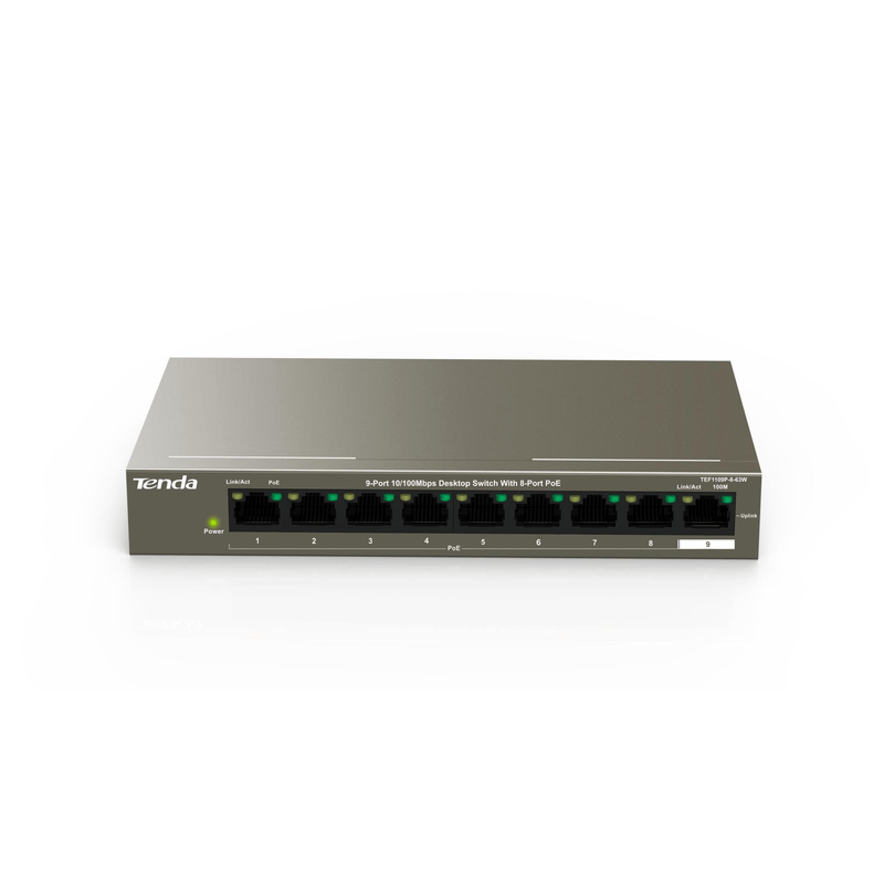 Tenda 9-port Fast Ethernet Switch with 8-port PoE TEF1109P-8-63W TEF1109P863W