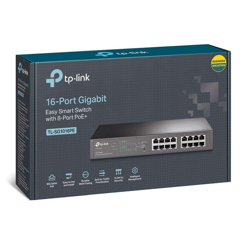 TP-Link TL-SG1016PE Managed Network Switch Gigabit Ethernet 10/100/1000 Mbits PoE Black