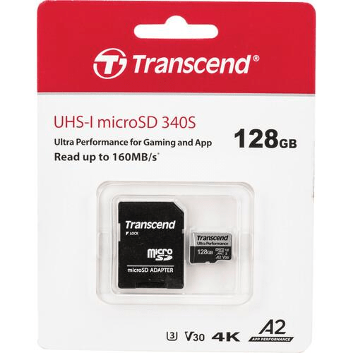 Transcend microSDXC 340S Memory Card 128GB UHS-I Class 10 TS128GUSD340S