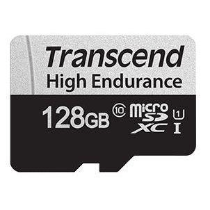 Transcend 350S 128GB High Endurance microSD UHS-I Class 10 Memory Card with Adapter TS128GUSD350V