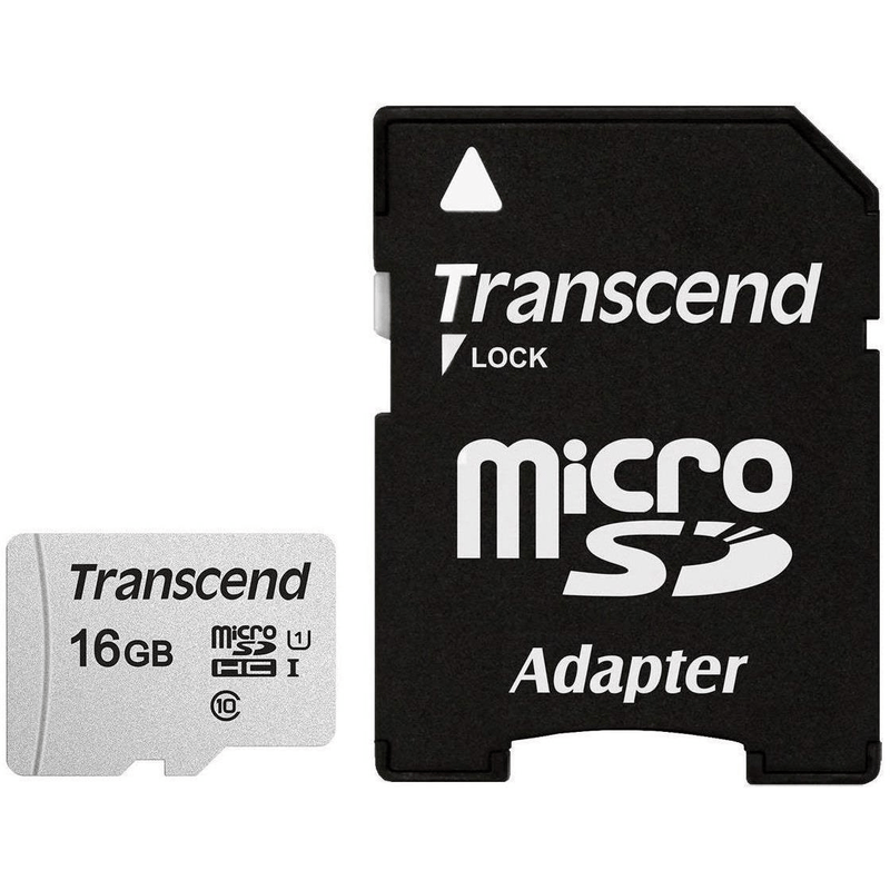 Transcend MicroSD Card SDHC 300S 16GB with Adapter TS16GUSD300S-A