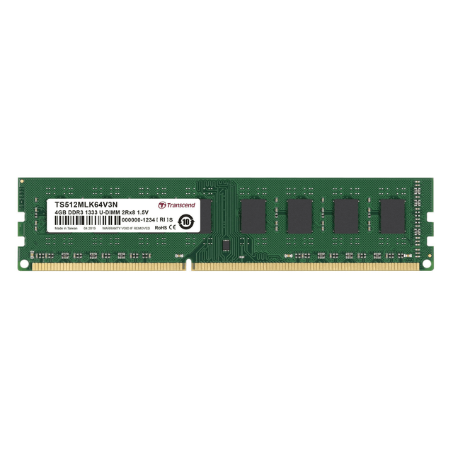 Transcend TS512MLK64V3N U-DIMM Memory Module 4GB DDR3 1333Mhz