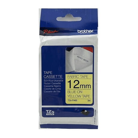 Brother TZE-FA63 label-making tape Blue on Yellow