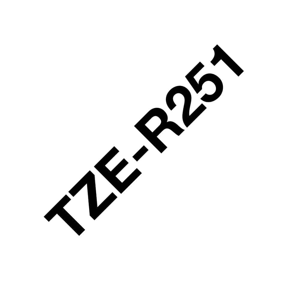 Brother TZE-R251 P-Touch Black Print on White Satin Ribbon 24mm