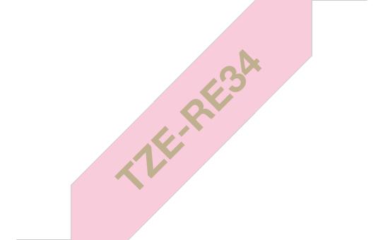 Brother TZE-RE34 Label-making Tape Gold On Pink