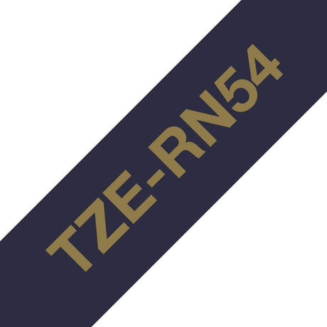 Brother TZE-RN54 P-Touch Gold Print on Navy Satin Ribbon 24mm