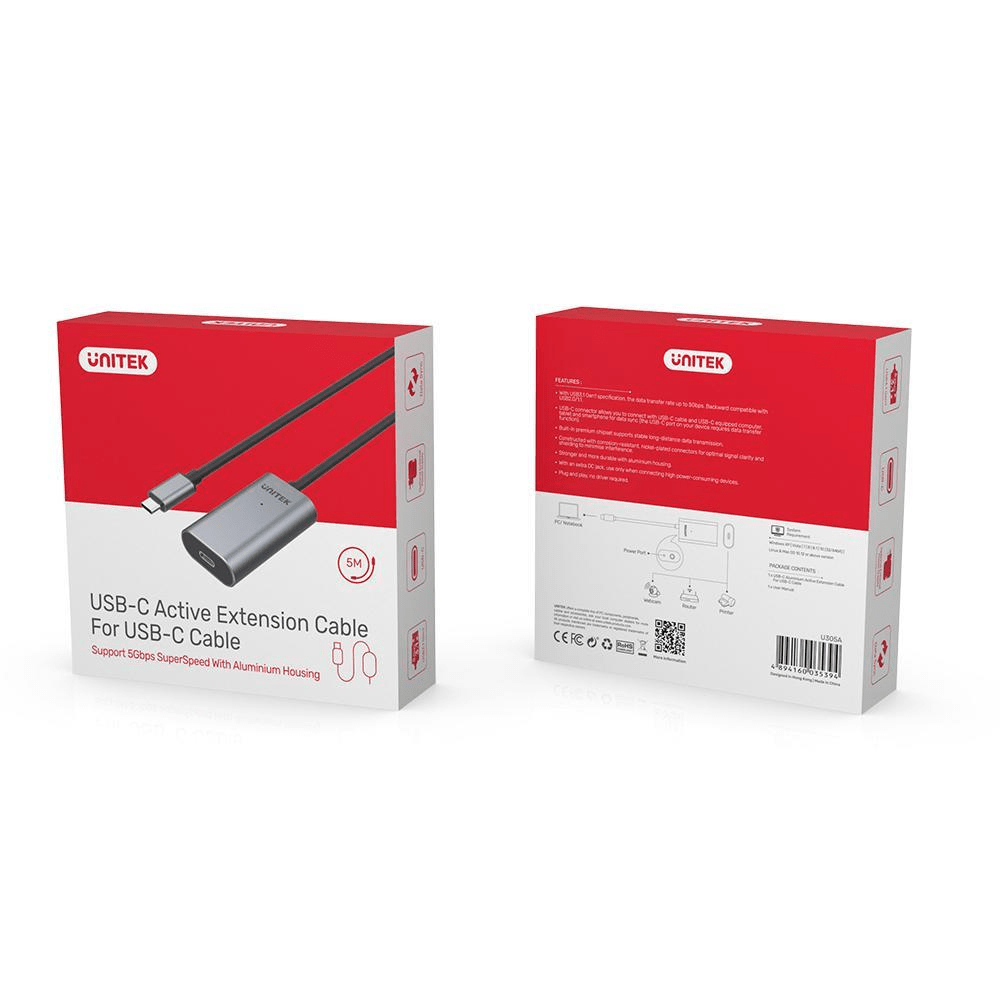Unitek 5m USB-C Active Extension Cable U305A – FirstShop