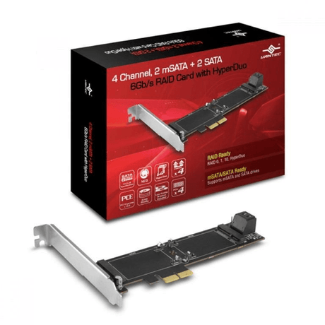 Vantec 4-ch 2x mSATA and 2x SATA 6Gb/S PCIe RAID Card With HyperDuo UGT-MST644R