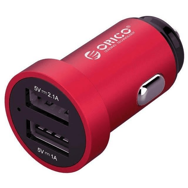 Orico Dual Port Mini USB Car Charger - Red UPH-2U-RD-BP