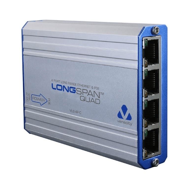 Veracity LongSpan Quad 4-port Long Range Ethernet Range Extender with PoE Camera Unit VLS-4P-C