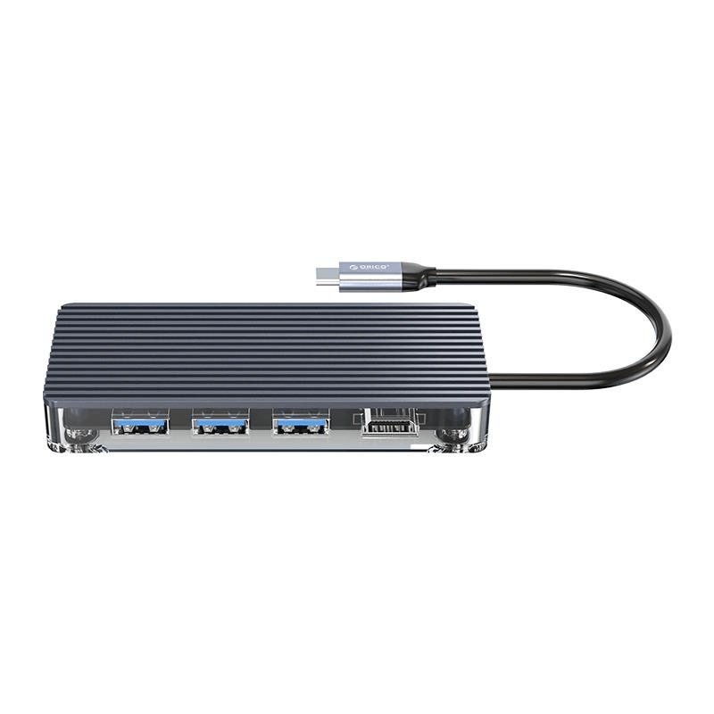 Orico 7 Port 3 x USB3.0 1 x HDMI 1 x TF 1 x SD 1 x Type-C Transparent Hub Grey WB-7P-GY-BP