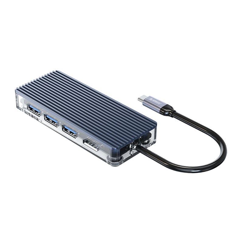 Orico 7 Port 3 x USB3.0 1 x HDMI 1 x TF 1 x SD 1 x Type-C Transparent Hub Grey WB-7P-GY-BP