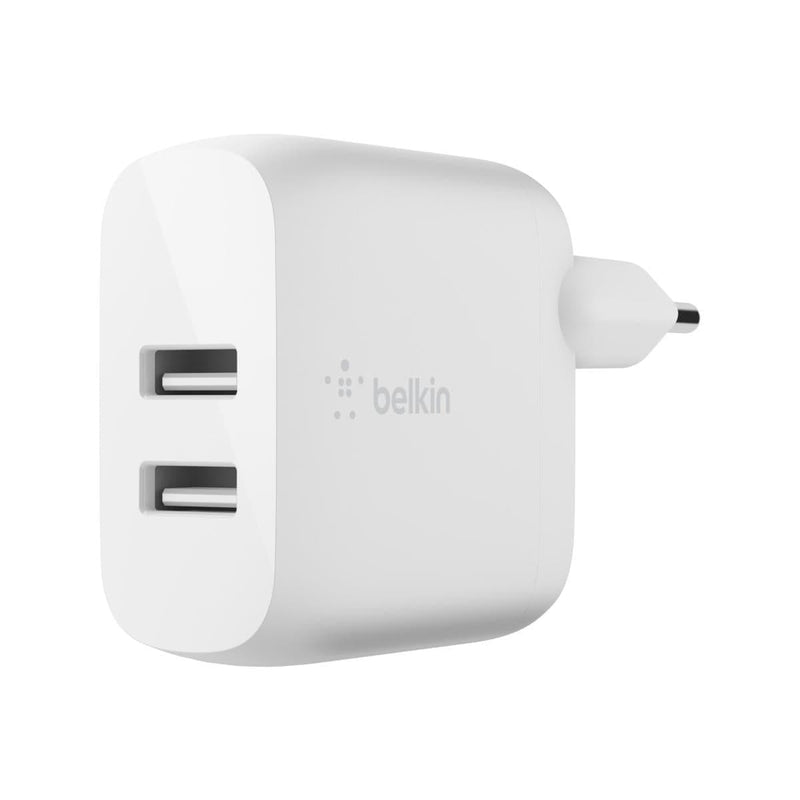 Belkin BoostCharge 24W Dual USB-A PD 3.0 PPS Wall Charger with USB-C Cable - White WCE001VF1MWH