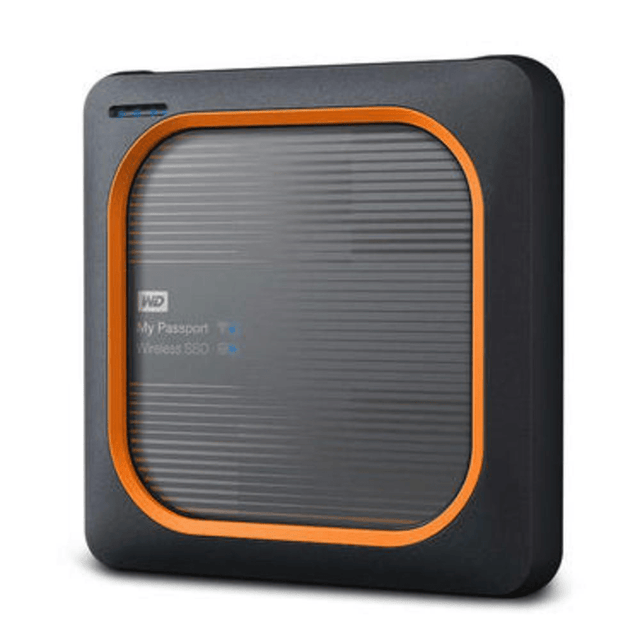WD My Passport Wireless 2TB Wi-Fi Black and Orange External SSD WD BAMJ0020BGY-EESN