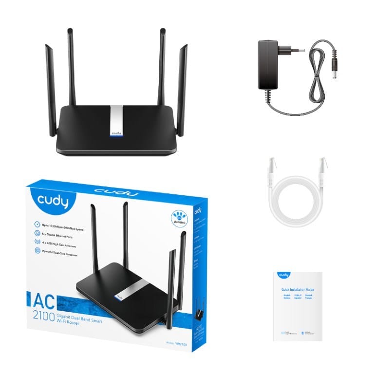 Cudy AC2100 Gigabit Dual-Band Smart WiFi 6 Router WR2100